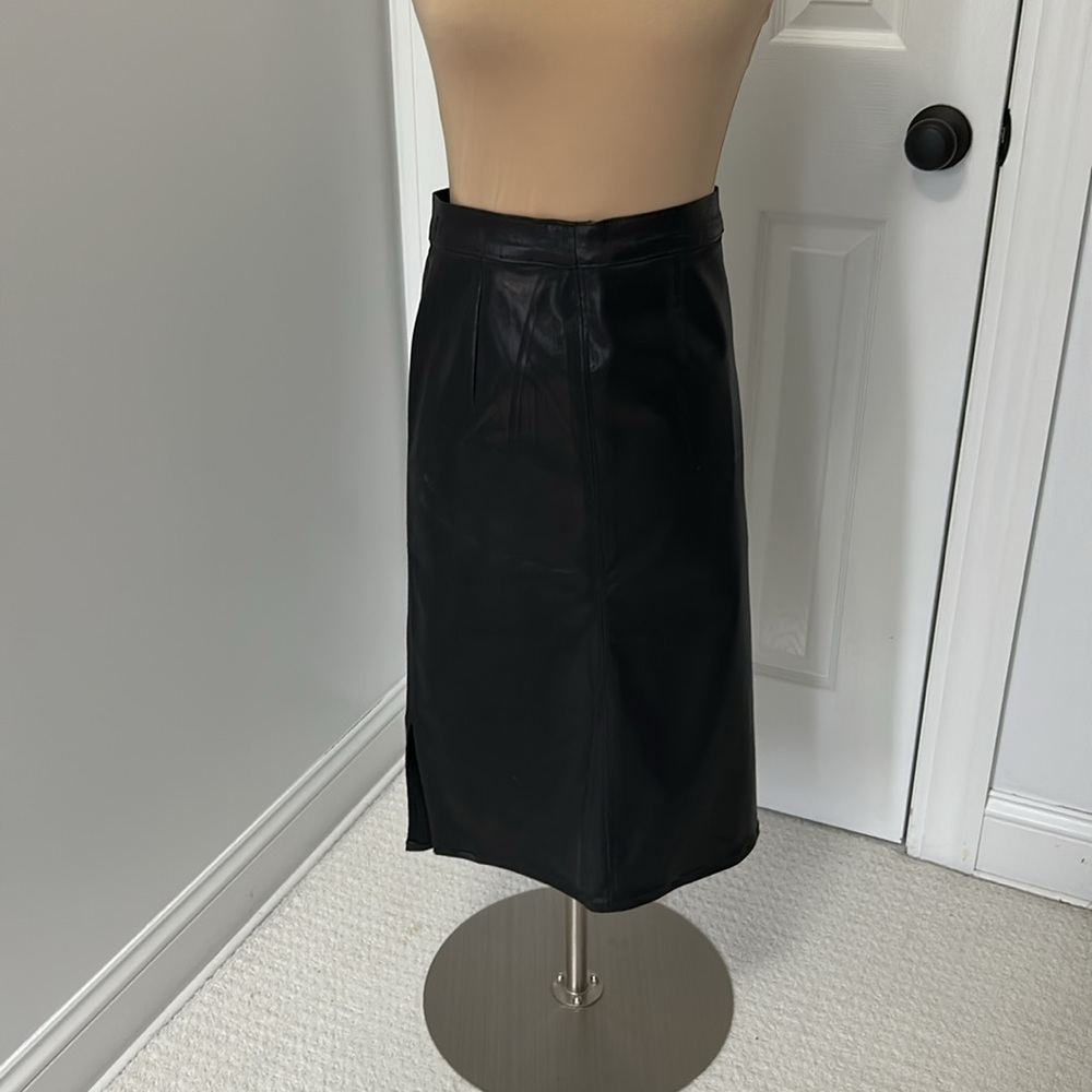 J. Brand Black Coated Stretch Pencil Skirt